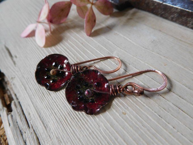 Boucles d'oreilles "coquelicots"