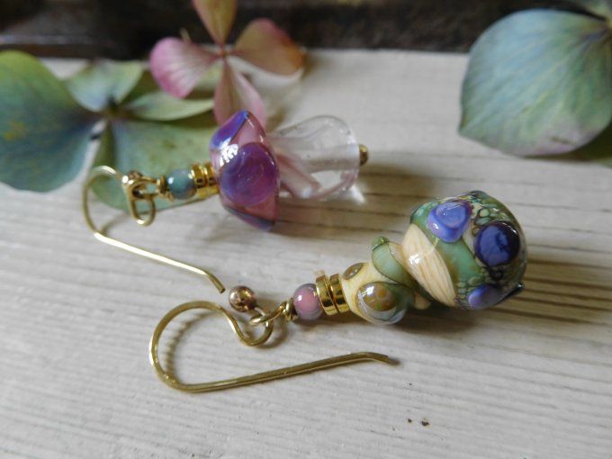 Boucles d'oreilles "coquillage et méduse"