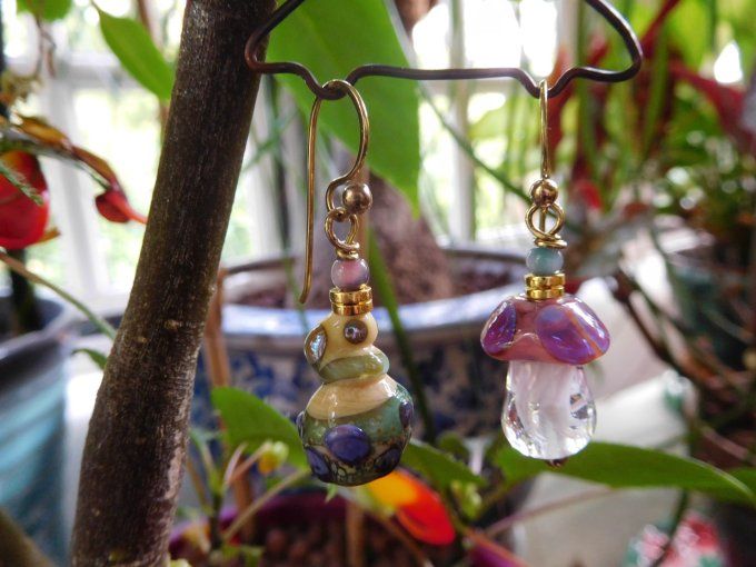 Boucles d'oreilles "coquillage et méduse"