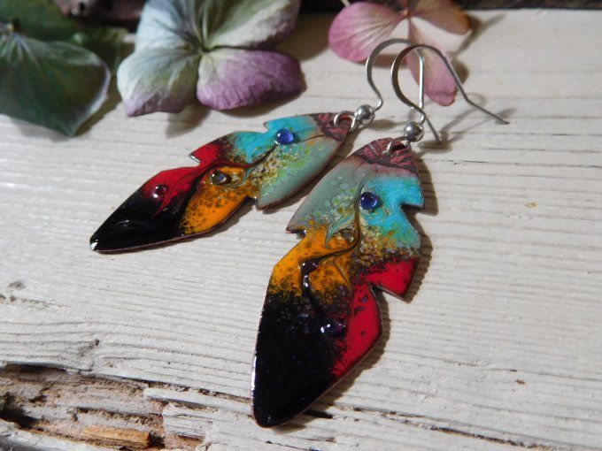 Boucles d'oreilles "plumes".