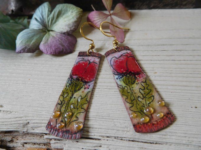Boucles d'oreilles "coquelicots".