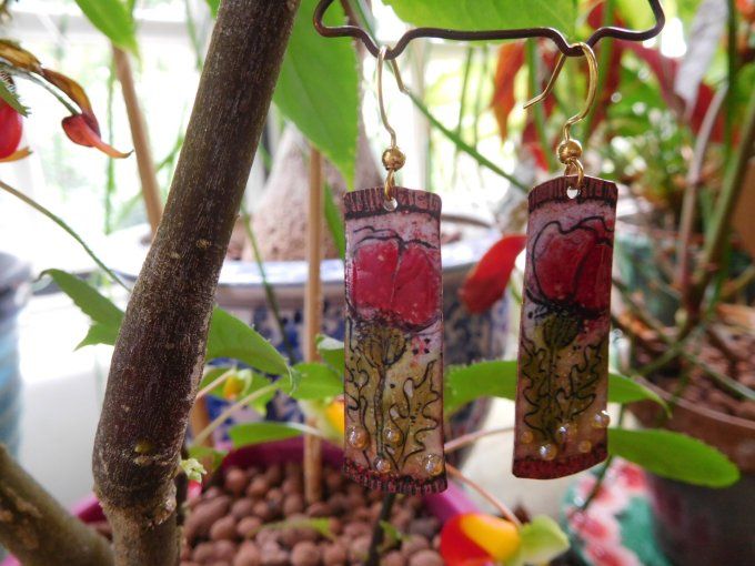 Boucles d'oreilles "coquelicots".