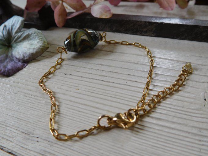 Bracelet chaîne et perle en verre