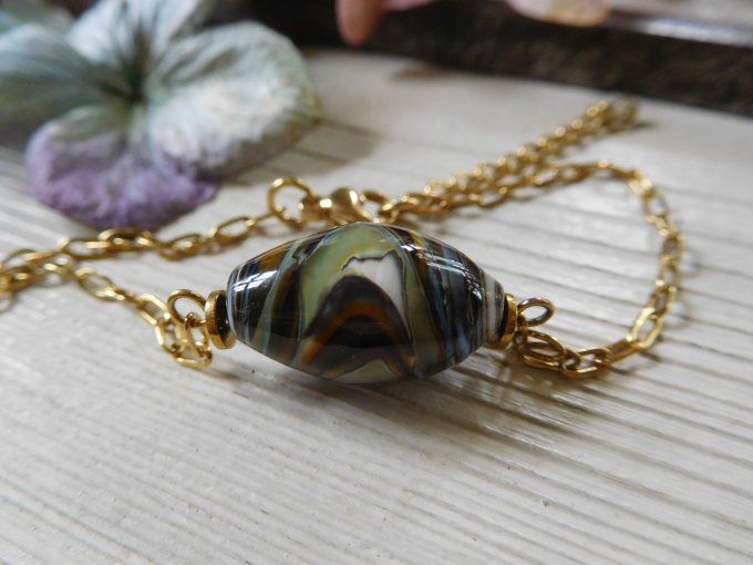 Bracelet chaîne et perle en verre