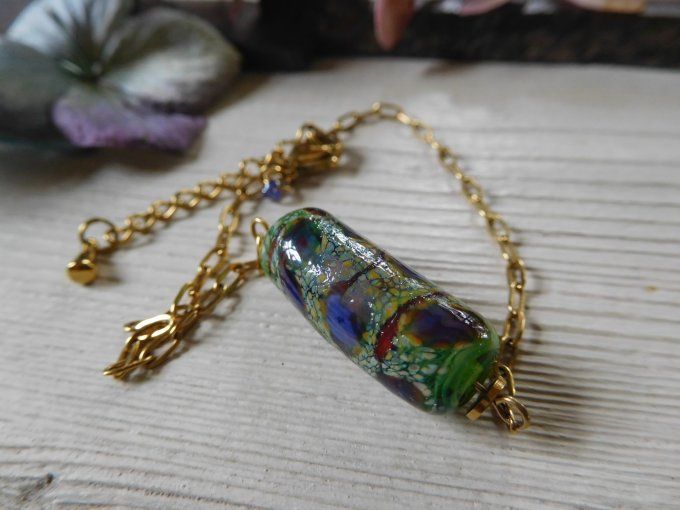 Bracelet chaîne et perle en verre