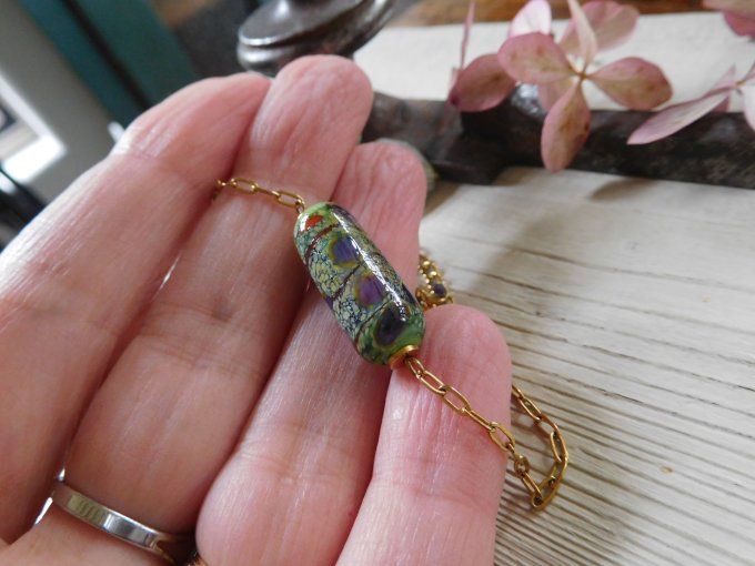 Bracelet chaîne et perle en verre