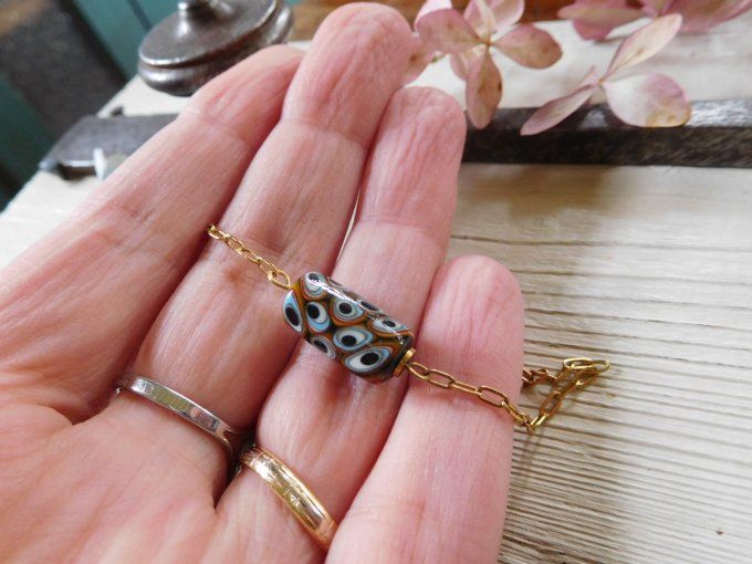 Bracelet chaîne et perle en verre