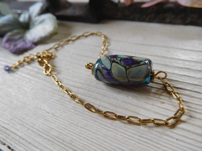Bracelet chaîne et perle en verre