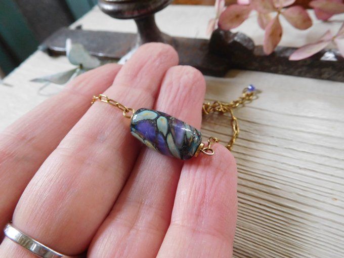 Bracelet chaîne et perle en verre