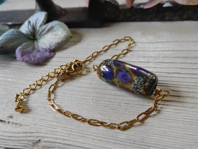 Bracelet chaîne et perle en verre