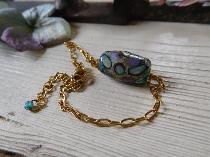 Bracelet chaîne et perle en verre