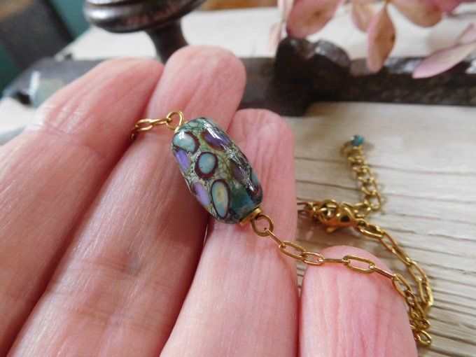 Bracelet chaîne et perle en verre