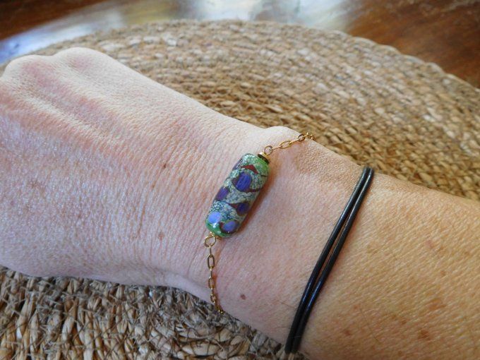 Bracelet chaîne et perle en verre