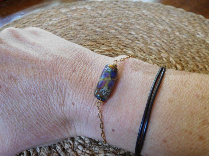 Bracelet chaîne et perle en verre