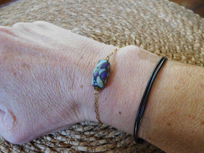 Bracelet chaîne et perle en verre