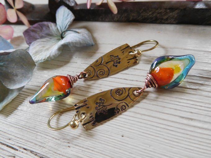 Boucles d'oreilles "spirale et arbre de vie"