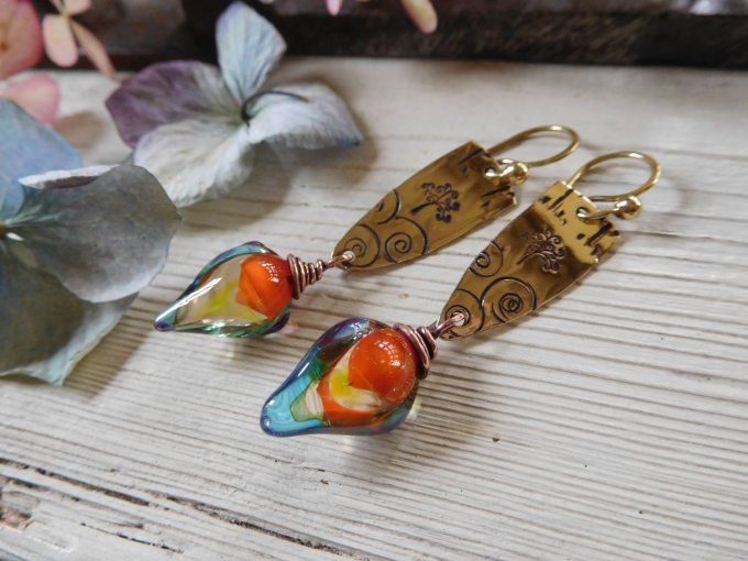 Boucles d'oreilles "spirale et arbre de vie"