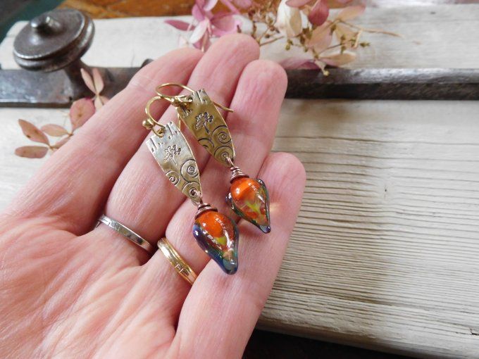 Boucles d'oreilles "spirale et arbre de vie"